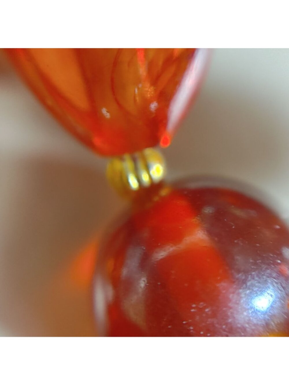 Hobe Necklace Vintage Brown Red Ambar Lucite Bead Gold Tone Accents 54 Inches - Picture 14 of 16